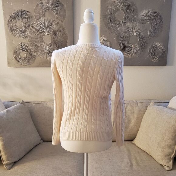 ✨ RALPH LAUREN ✨ Crest Cable-Knit Sweater - [Ivory, XXS] - Picture 8 of 13